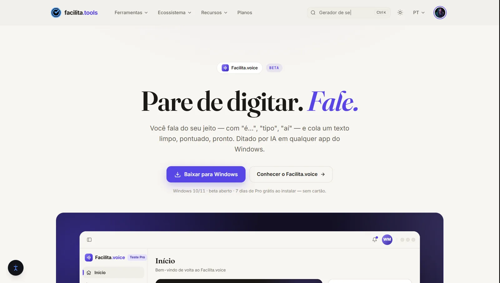 Plataforma facilita.tools, feita pela Medrado Labs